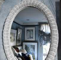 Mirror With White Wicker Border